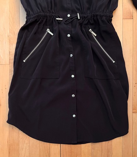 Michael Kors schwarzes Utility Hemdblusenkleid - Druckknopfverschluss Reißverschlusstaschen - Größe S - Bild 6 von 11