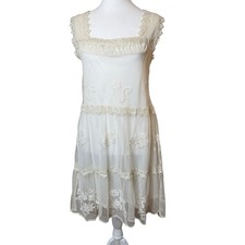 RU Cowgirl Ivory Lace Embroidered Dress Cottagecore Romantic Coquette Bridal LG