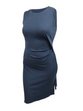 MICHAEL Michael Kors Women's Petite Crewneck Draped Dress PL, Midnight Blue 