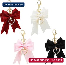 AIBFRID Bow Purse Keychain Charm Bow Keychain Bag Charms for Women,Red Beige Pin