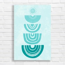 Boho Chic Abstract Teal Canvas Print Large Picture Wall Art