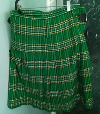Scottish Highland Green Kilt Kilted Skirt Size 36
