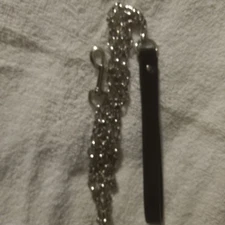 Dog  Leash  Chain  LINK-36" /5 "  With Black Leather Type  Handle 4.0 MM 3'6" Ft