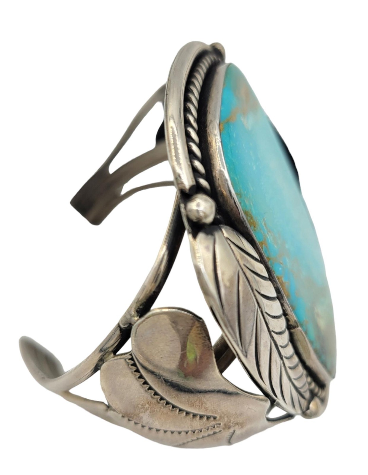 Bracelet Huge Native American Cuff in Sterling Silver with Turquoise Vintage image 2