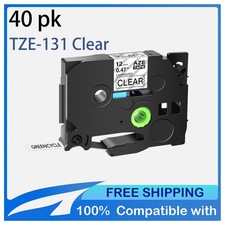 TZ-131 TZe-131 Black on Clear Label Tape 12mm For Brother P-touch PT-H100 40Pack
