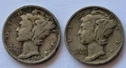 1941 Mercury Dimes, Lot Of Two, 90% Silver Coins