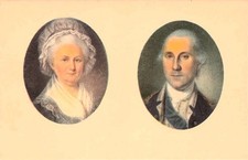 Portraits Of George And Martha Washington Mount Vernon Museum Vtg Postcard I55