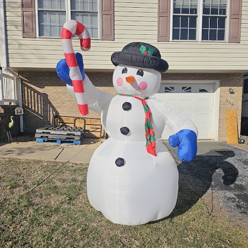 Giant 8FT Lighted Airblown Inflatable Snowman w/ Candy Cane