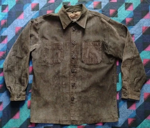 Solitude Leather Shirt Jacket Men's Medium Brown Suede Jacket Paisley Button Up - product listing photo