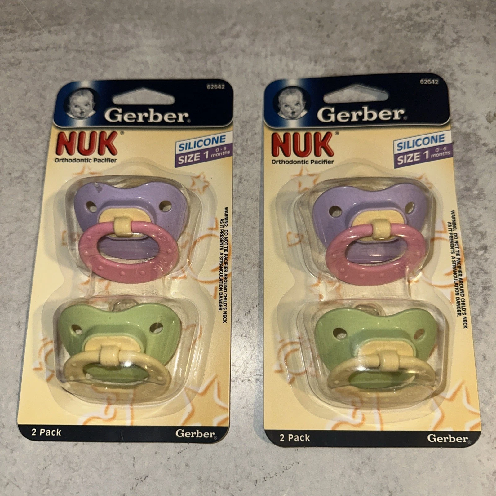 2 Sets Of 2 Gerber NUK Orthodonic Pacifier Size 1 0-6 Months Silicone Purple
Opens in a new window o