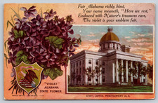 Postal Feria Alabama ricamente bendecida Capitolio estatal Montgomery violeta flor estatal