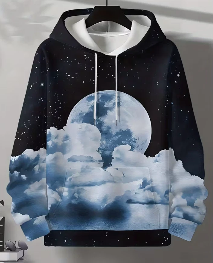 Full Moon & Cloud Print 3D All Over Print Hoodie Unisex S-5XL