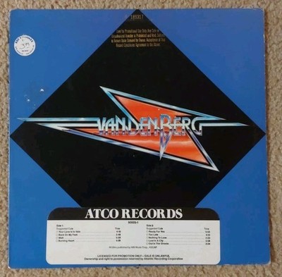 Vandenberg: S/T 1982 Atco Records Promo Masterdisk Vinyl LP VG+/VG++ Whitesnake