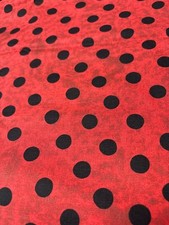 Red Black Polka Dot Fabric by Clothworks 22" x 44" Cotton Quilting Sewing Mate