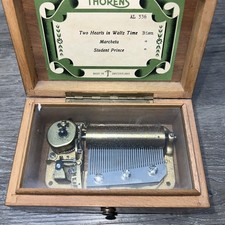 VINTAGE THORENS MUSIC BOX #26 1/2 MADE IN SWITZERLAND INLAYED WOOD DISPLAY BOX