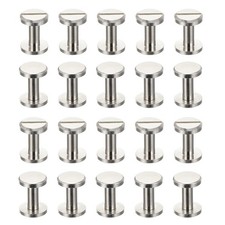 50 Sets Chicago Screws, 10mm L Brass Chicago Screw Slotted Screw Rivets, Silvery