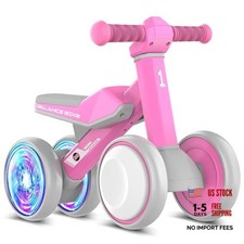 Colorful Lighting Baby Balance Bike Toys for 1 Year Old Girls Gifts, Pink