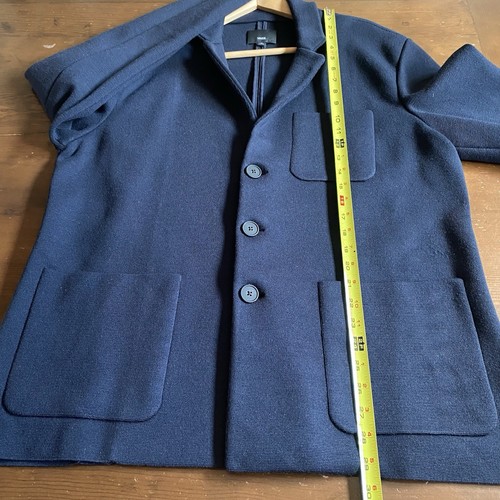 Vince Women’s Navy Blue Classic Wool Blend Knit Three Button Lapel Blazer Sz. XL - Picture 12 of 15