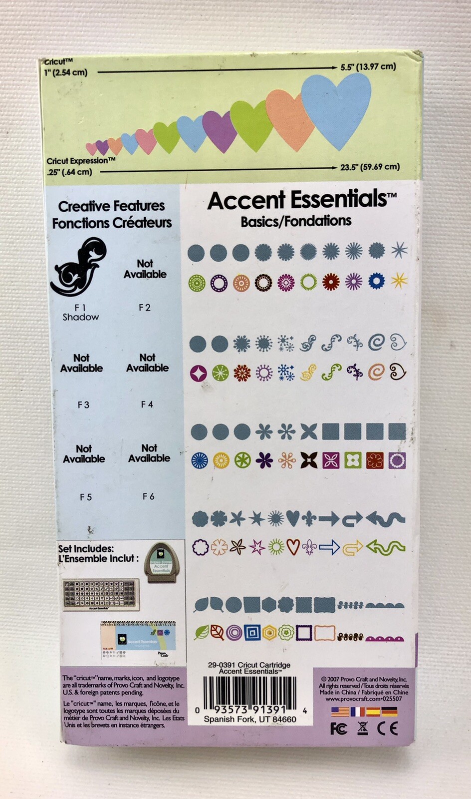 Cricut Expression Cartridge Accent Essentials Shapes Untested eBay