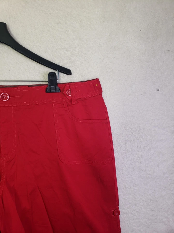 Venezia Mujer Corto 24 Rojo Mezcla Algodón Pierna Recta Frente Plano Chino Regular Foto 3 de 4