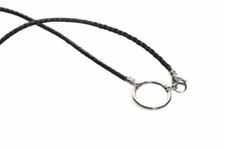 LA LOOP 070P Eyeglass Necklace Black Grey Braided Italian Leather w/Silver Clasp
