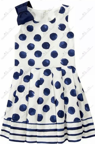 NWT Girls 4 Gymboree “SEASIDE STROLL” White cotton NAVY BLUE POLKA DOTS Dress - Picture 2 of 2