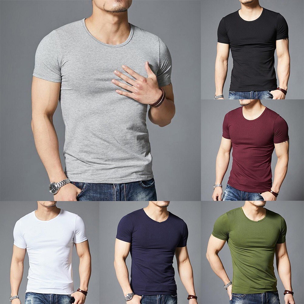 ArmyGreen Muscle Fitness Top Men's Slim Fit Short Sleeve O Neck Tshirt