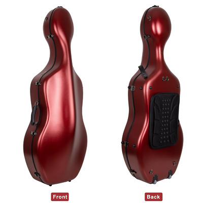 Crossrock Poly Carbon Case fits 4/4 Full Size Cello-with Wheels，Straps-Red