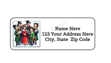 30 CHRISTMAS CAROLERS PERSONALIZED RETURN ADDRESS LABELS 1 in X 2.625 in