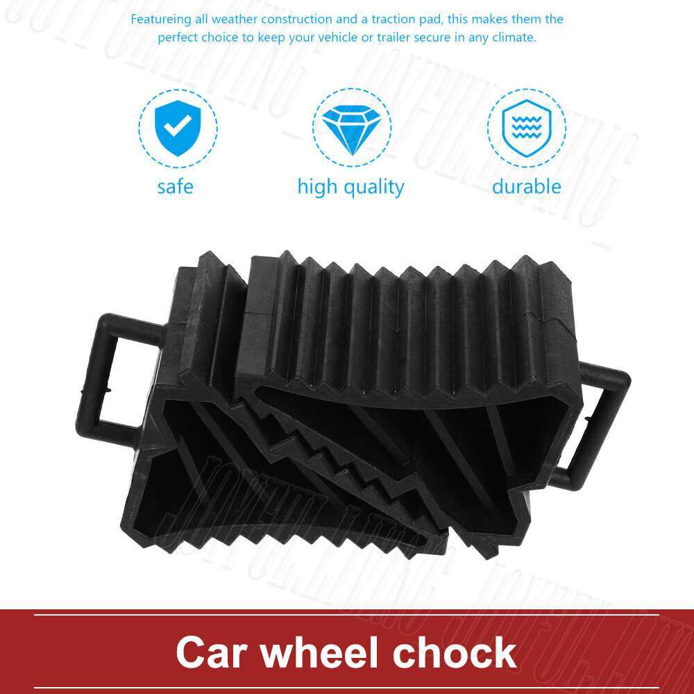 2PCS Heavy Duty Rubber Wheel Chock Tough Chocks Stops Car Trailer Boat