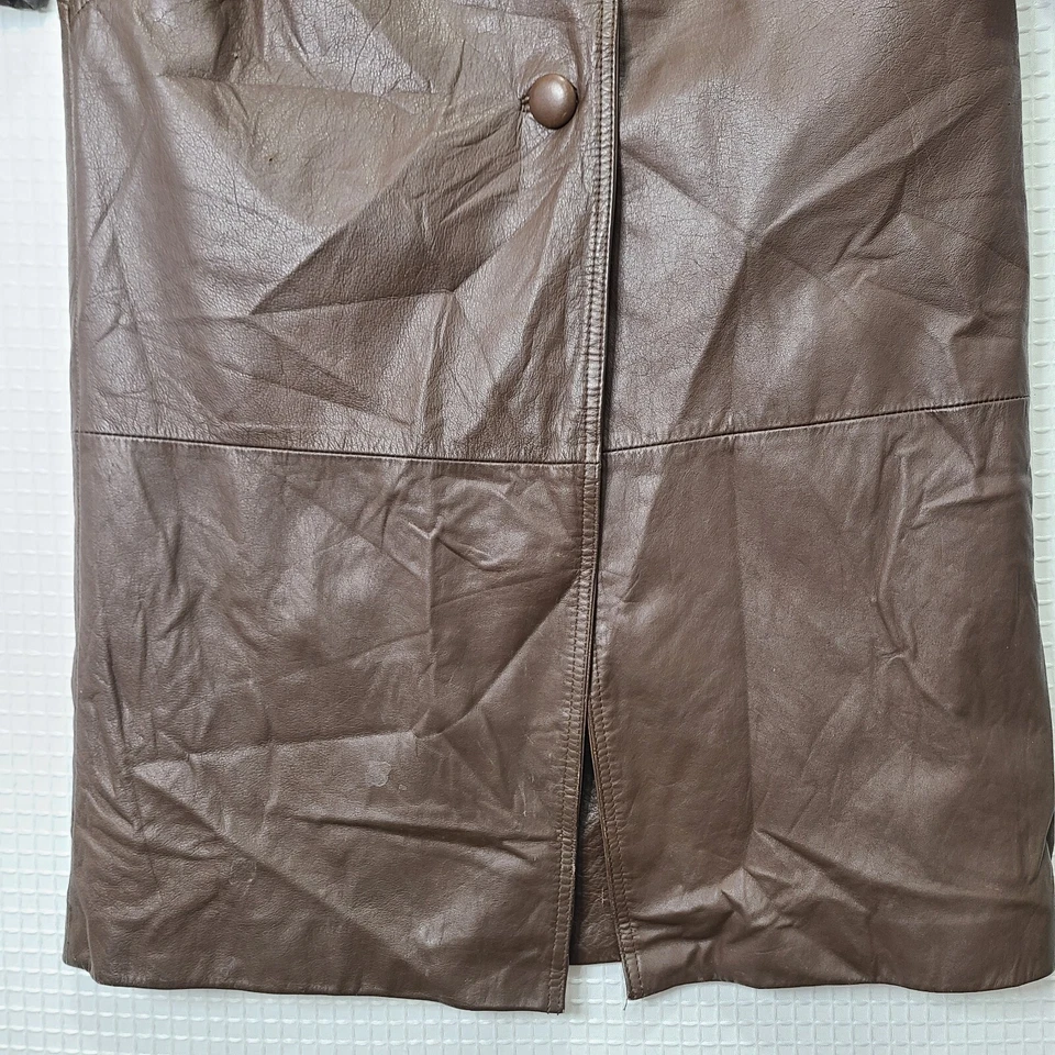 Gabardina de cuero genuino marrón talla S talla J. Ferrar UWD para mujer Foto 3 de 4