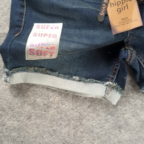 Hippie Girl Shorts Girls Sz 10 Midi Reg Rise Stretch Cuffed Denim New Adj Waist - Picture 6 of 9