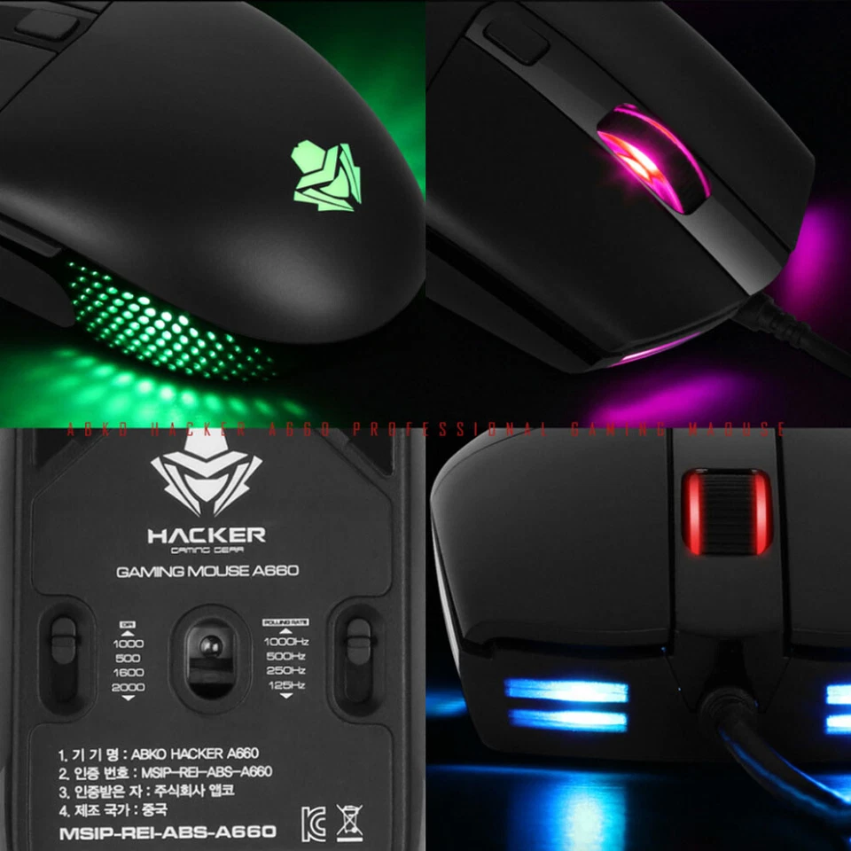 ABKO A660 Professional RBG LED Gaming Mouse OMRON Switch PIXART PMW3325 2000 DPI - Image 3 of 4