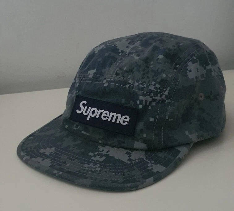 Gorra Camp Cap Navy Digi Camo FW17 Supreme NYCO Twill Con Logo De Caja