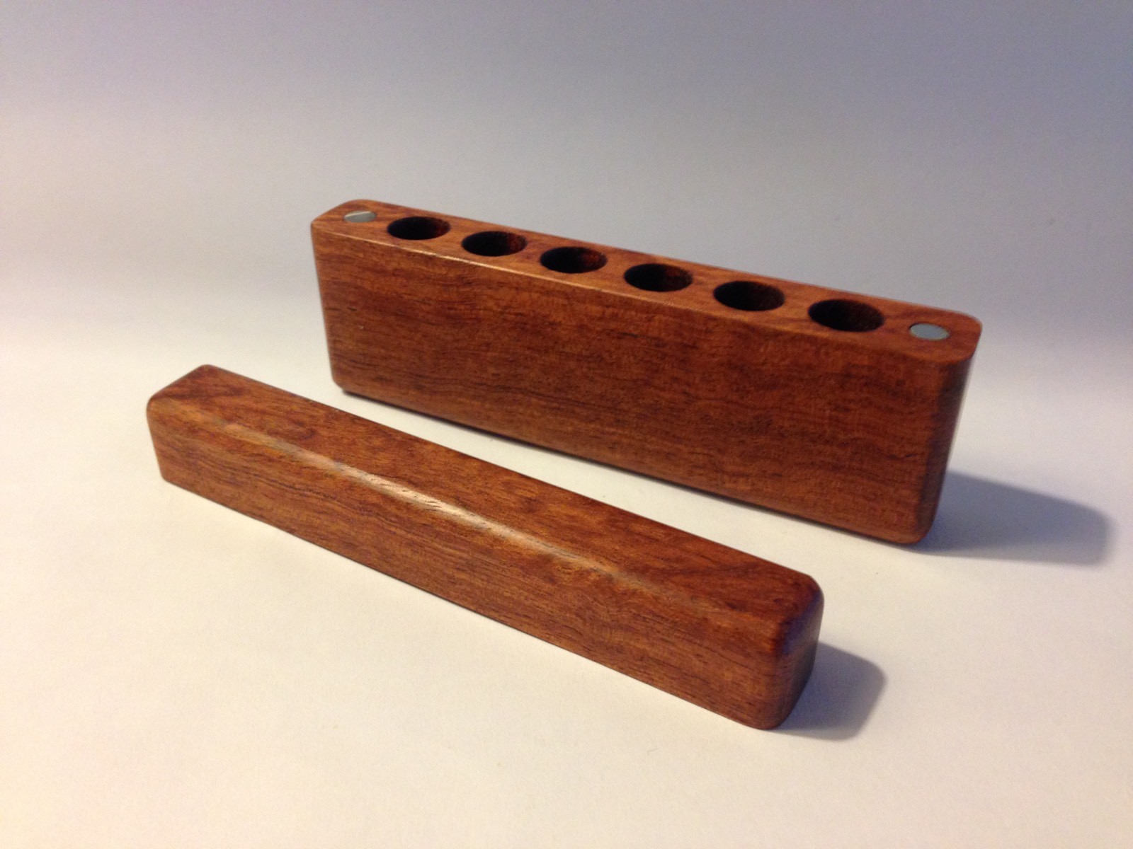 6 Round African Bubinga Pocket Ammo Cartridge Box For 45 Colt Handgun ruger .45