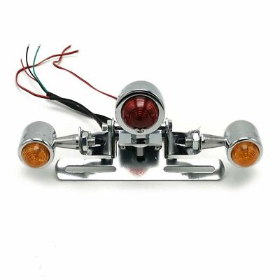 Retro LED Taillight Rear Brake Tail Lights Blinker with License Plate for Suzuki