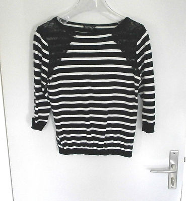 Top Dentelle Et Rayures TOPSHOP - Taille 38, Occasion Très Bon état