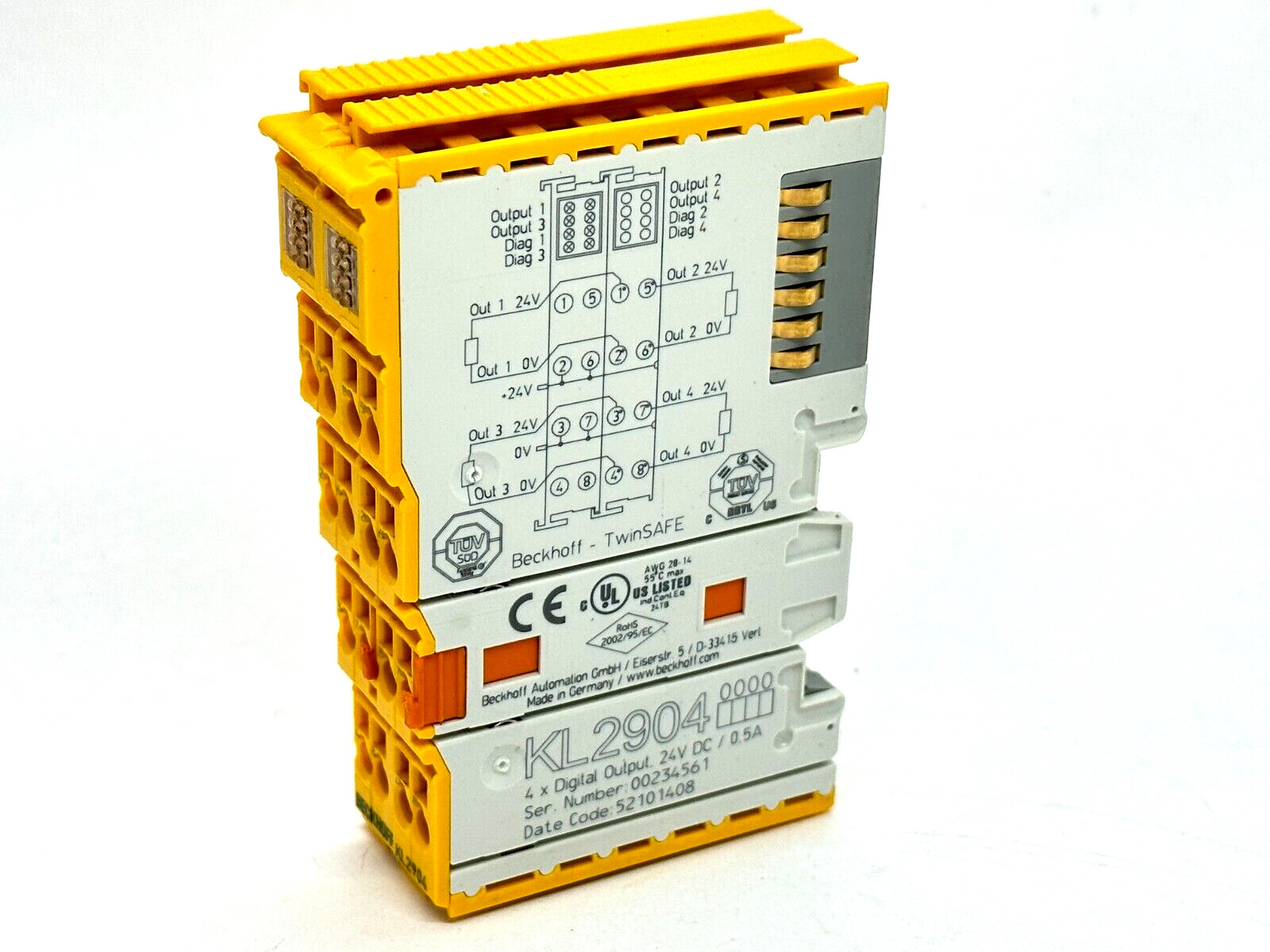 Beckhoff Kl2904 Safety Bus Terminal 4-Channel Digital Output 0.5A 24Vdc Twinsafe