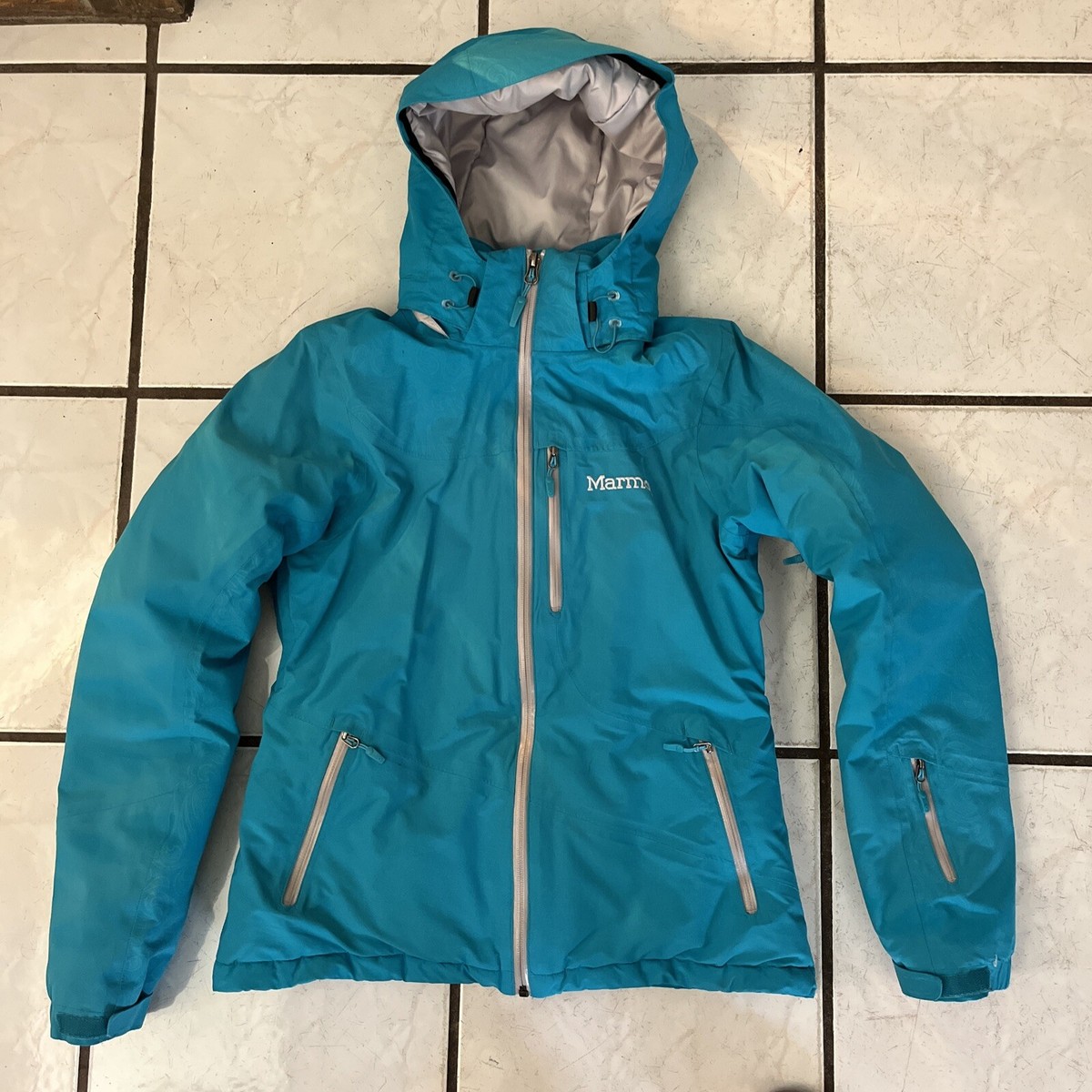 Marmot Membrain Blue Parka Hooded Nylon Hiking Jacket Size Small