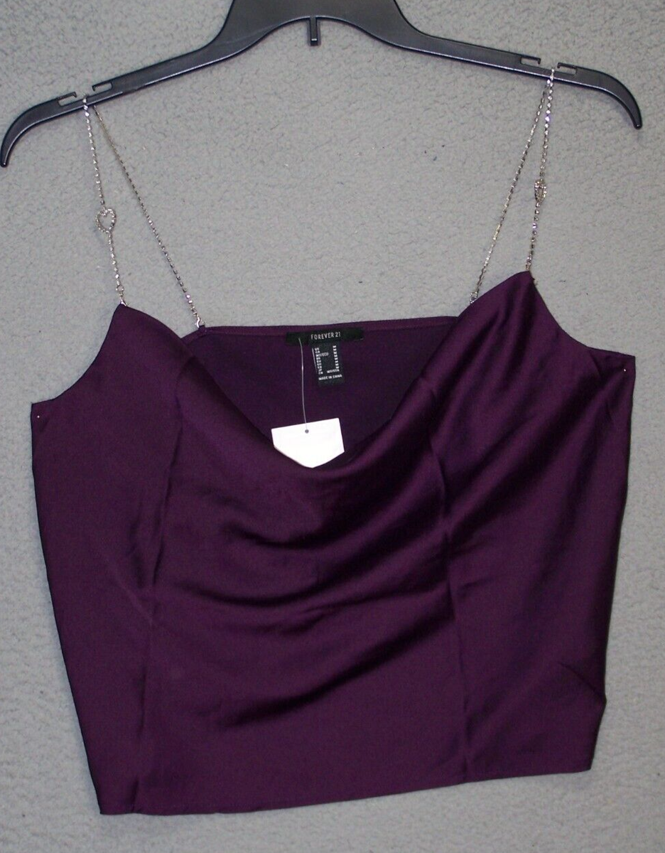 Forever 21 Top Womens Medium 10 Purple Sleeveless Rhinestone
