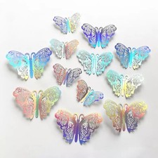 12 pcs 3d hollow butterfly wall decor, party, wedding, diy, home decorations