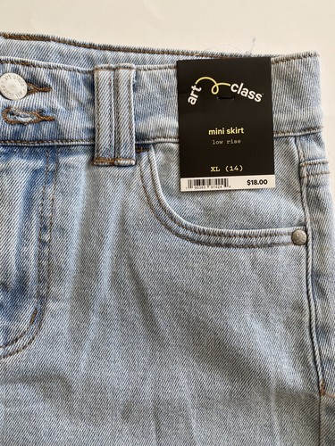 Art Class Girl’s XL 14 Jean Skirt Light Wash Blue Denim Low-Rise Mini New - Picture 4 of 4