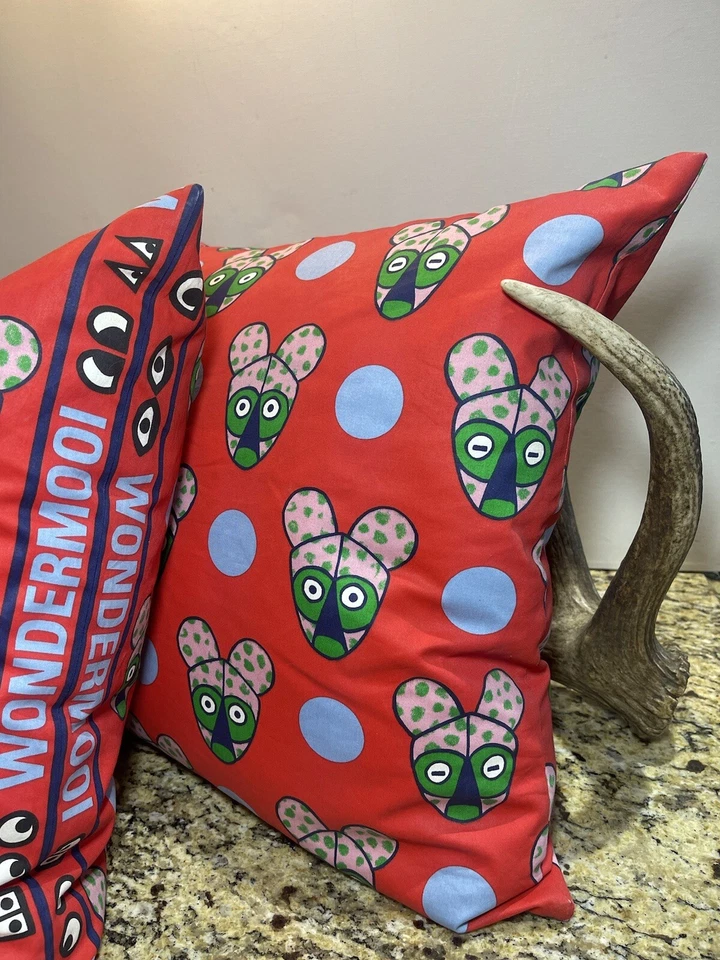 IKEA Glodande Pillows 20" Wondermooi Red Blue With FEATHER INSERTS (2) - Image 3 of 4