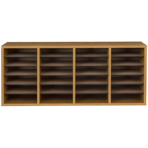 Safco Medium Oak 24 Compartment Wood Adjustable File Organizer - Imagen 2 de 4