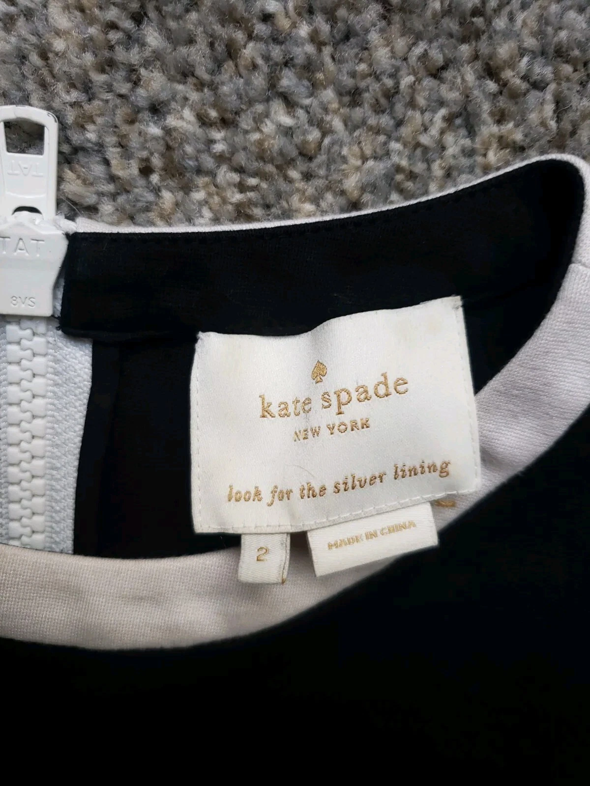 Kate Spade Mini Abito Tubino Daria Cappuccio Manica Mini Nero Bianco Taglia 2 Preppy