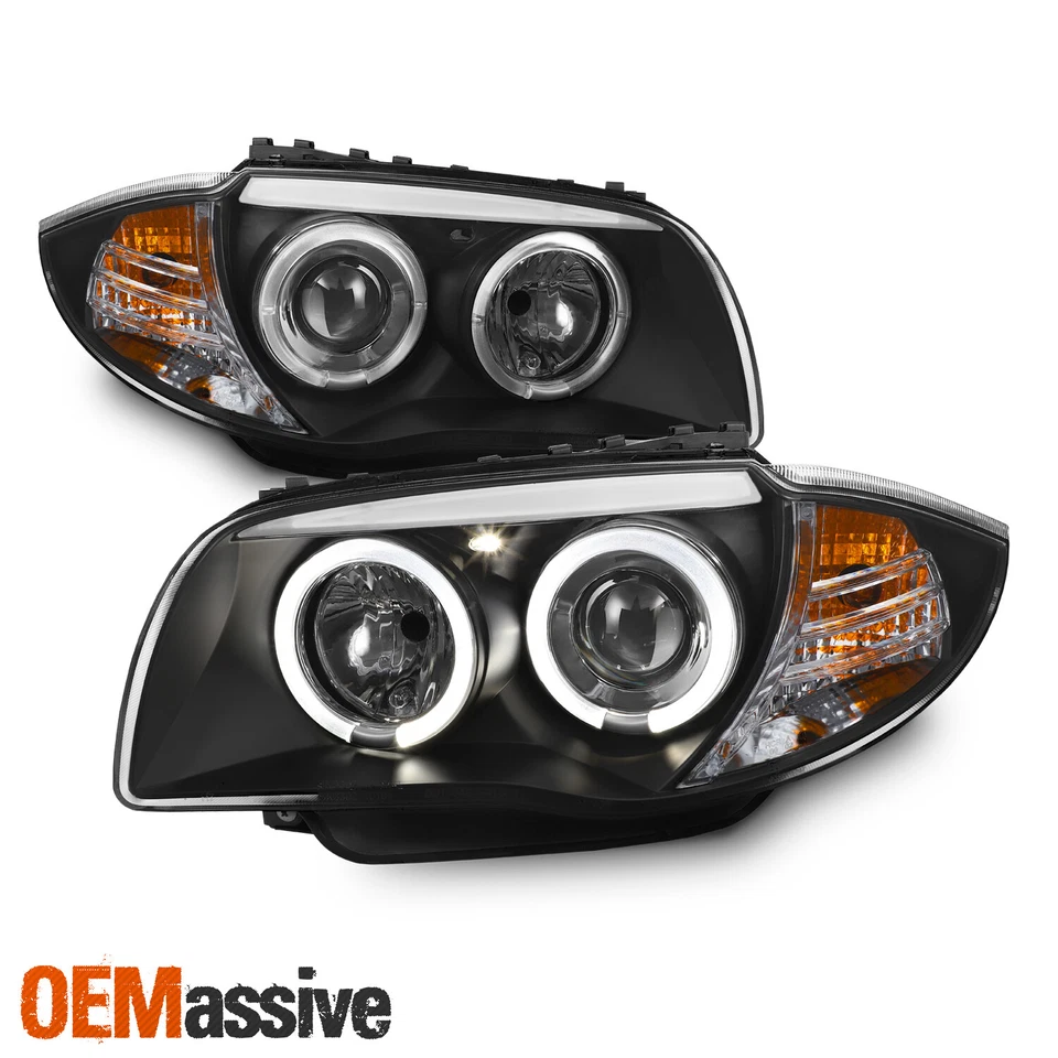 Se adapta a 08-13 BMW E82 E88 Serie 1 Negro Doble Halo Proyector LED Faros Lámparas Foto 2 de 4