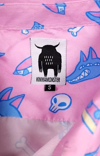 Kinwamonster Pink Button Down Shirt Toss Me a Bone Mens Small - Picture 4 of 5