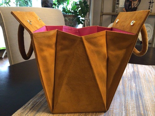 Rare Hand Embroidered Gold Suede Vintage 1980s Isabel Canovas Harlequin Handbag - Picture 9 of 12