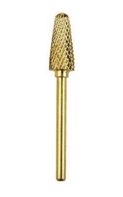 KM-Nails Profi Fräser Bit – Hartmetall, Gold, Breiter Spitzkegel, 2,35 Mm Schaft, Für Nageldesign & Gel-Entfernung