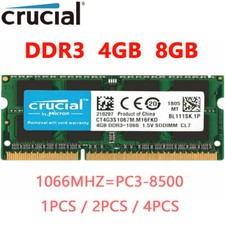 Crucial DDR3 4GB 8GB 1066MHZ PC3-8500 Laptop SODIMM Memory RAM 1.5V 204 Pins